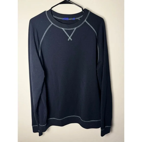 FootJoy Pullover Mens Navy Blue Contrast Stitch Raglan Crewneck Sweatshirt L - Picture 1 of 8